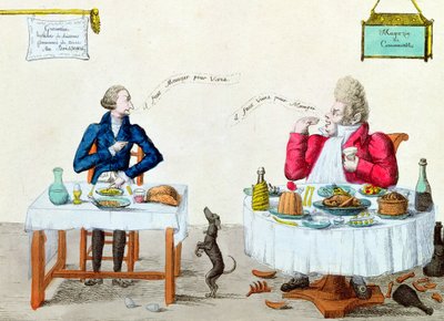 大食いの肖像画（カラー彫刻） 作： French School